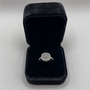 0.25 CT Round Designer Natural Diamond Sterling Silver Ring